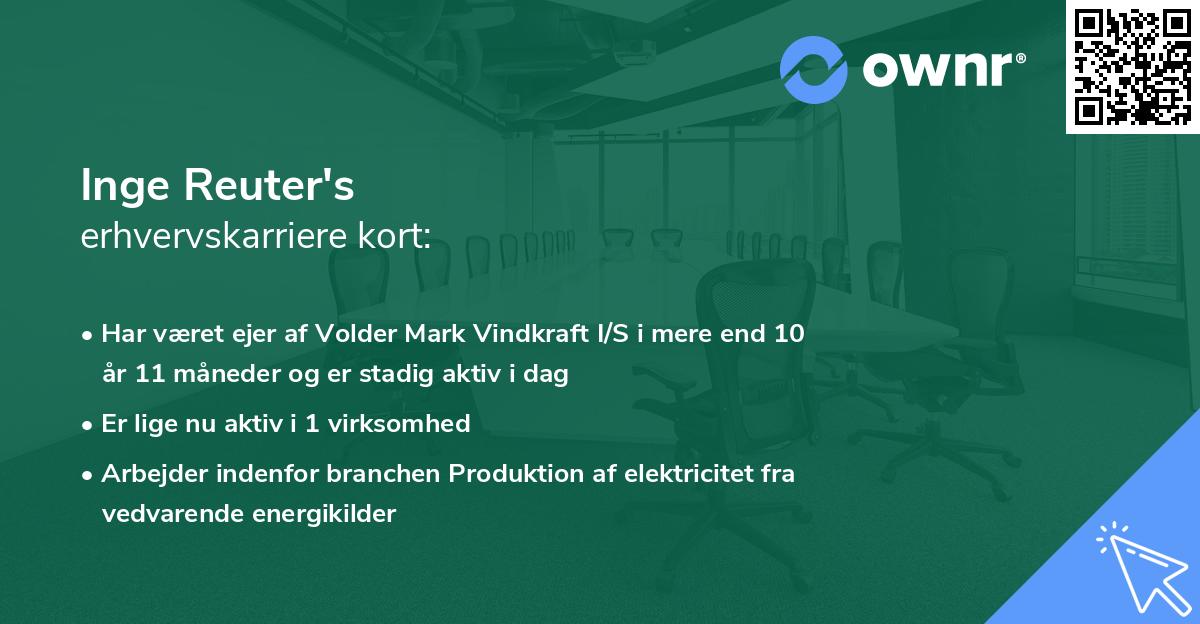 Inge Reuter's erhvervskarriere kort