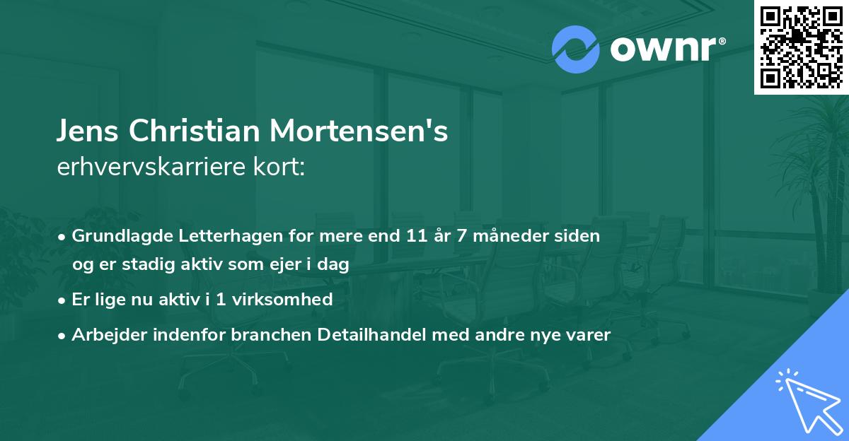 Jens Christian Mortensen's erhvervskarriere kort