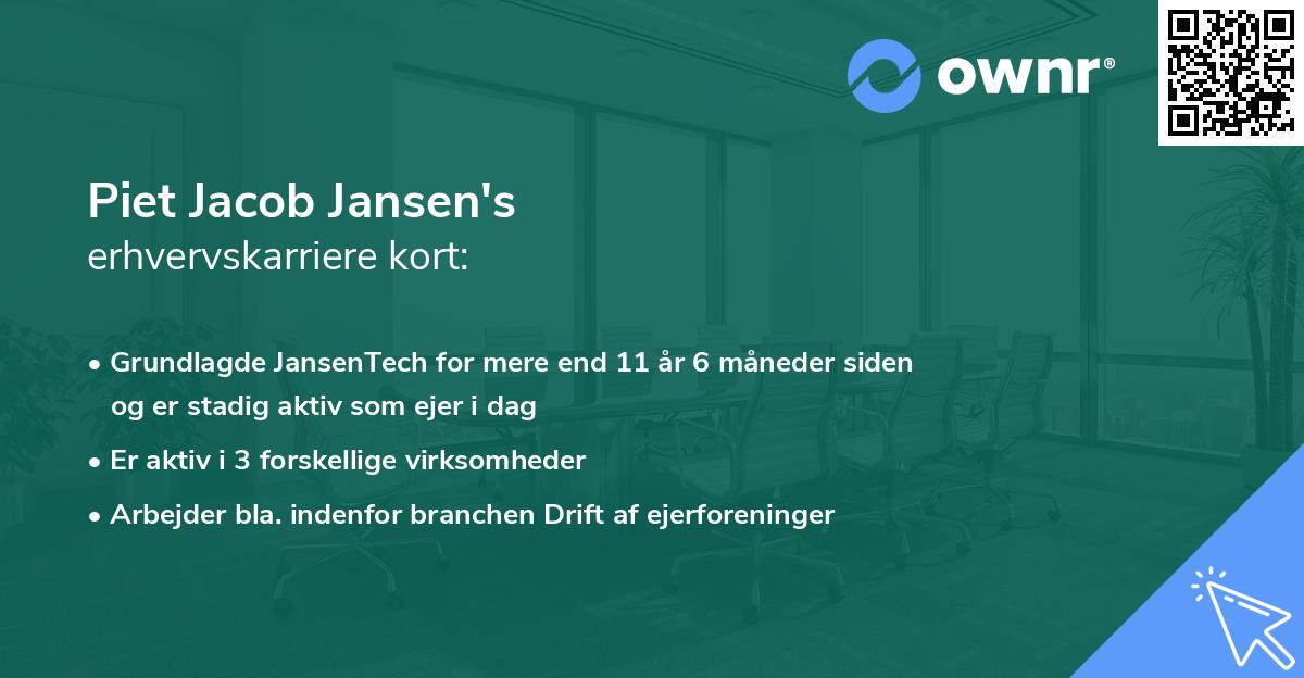 Piet Jacob Jansen's erhvervskarriere kort