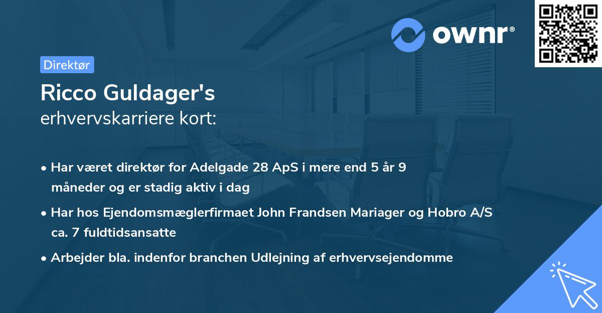 Ricco Guldager's erhvervskarriere kort