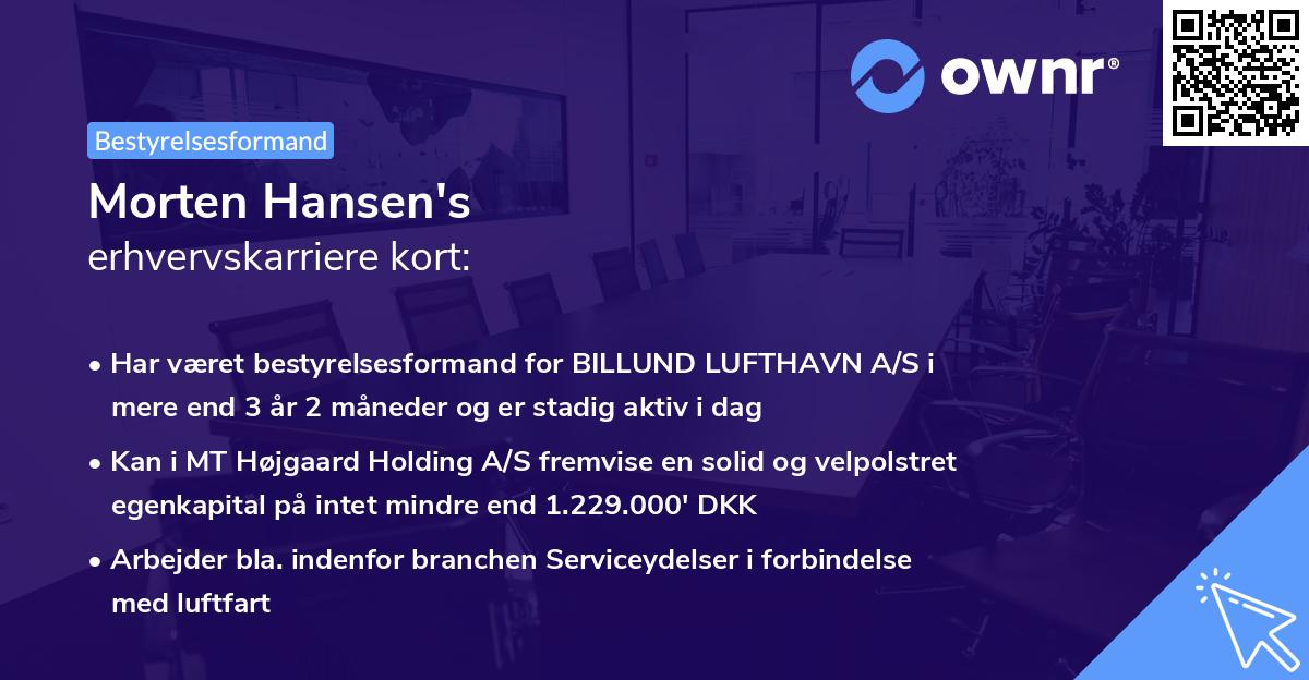 Morten Hansen's erhvervskarriere kort
