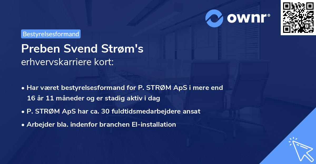 Preben Svend Strøm's erhvervskarriere kort