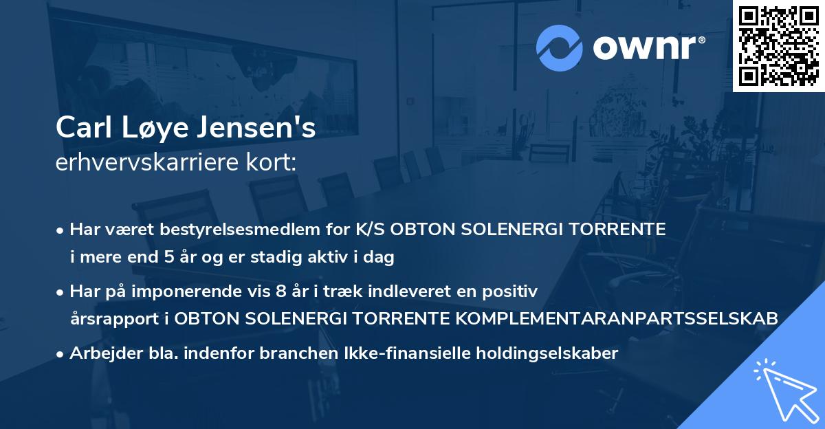 Carl Løye Jensen's erhvervskarriere kort
