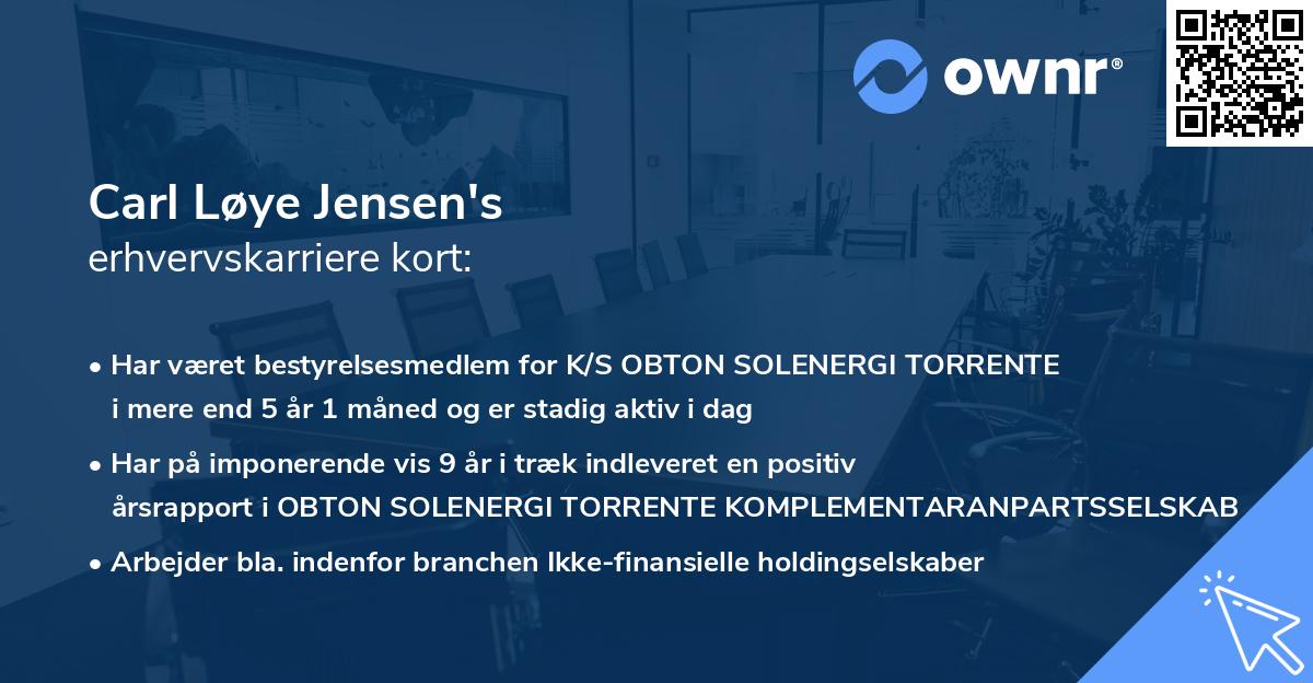 Carl Løye Jensen's erhvervskarriere kort
