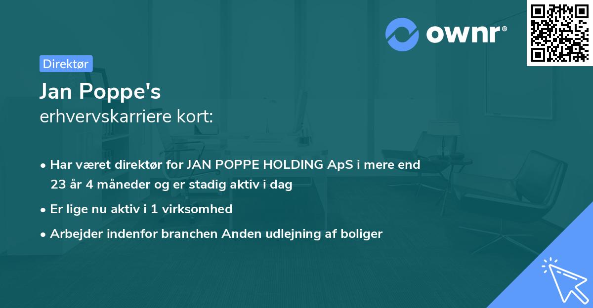 Jan Poppe's erhvervskarriere kort