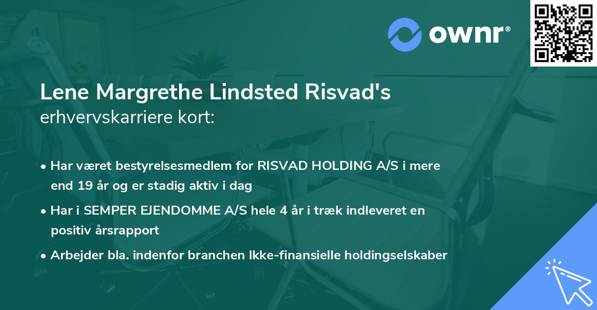 Lene Margrethe Lindsted Risvad's erhvervskarriere kort
