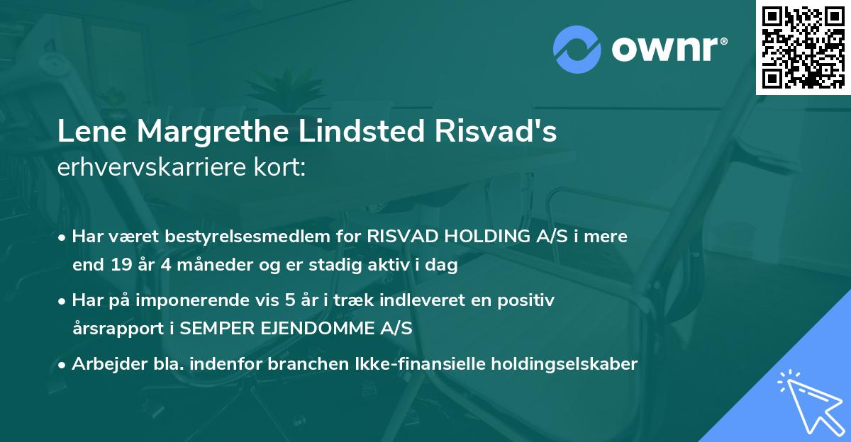 Lene Margrethe Lindsted Risvad's erhvervskarriere kort