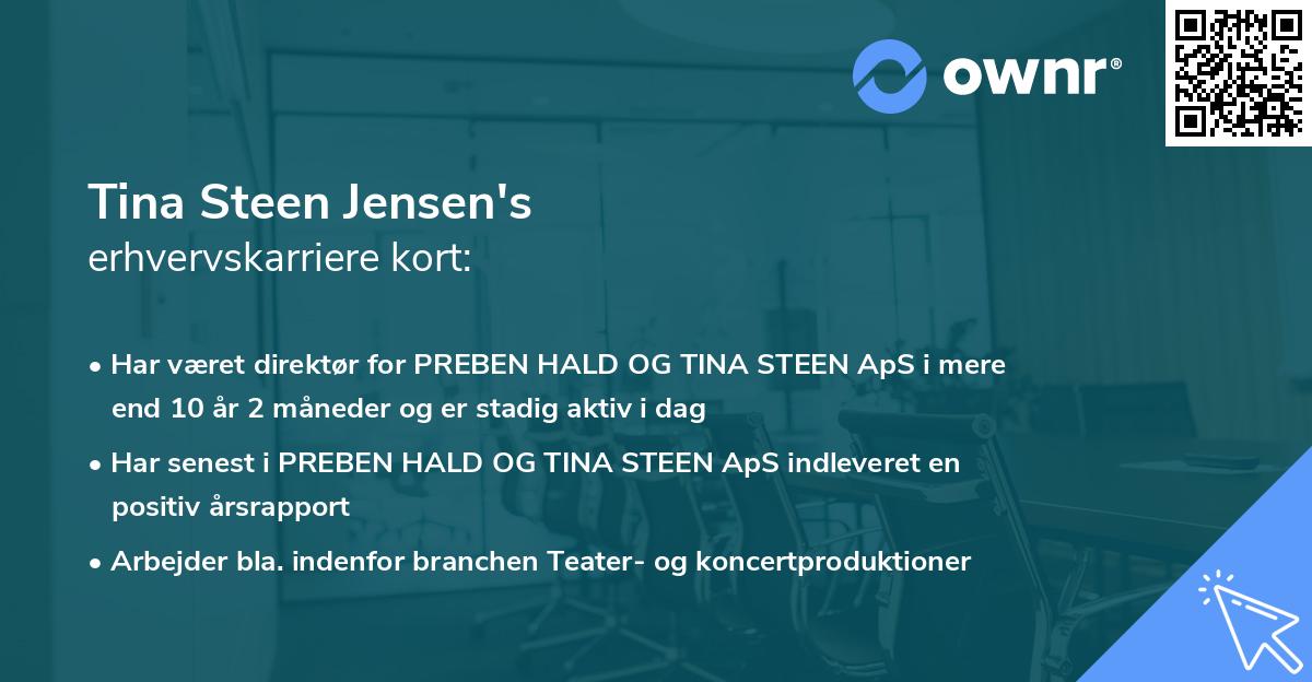 Tina Steen Jensen's erhvervskarriere kort
