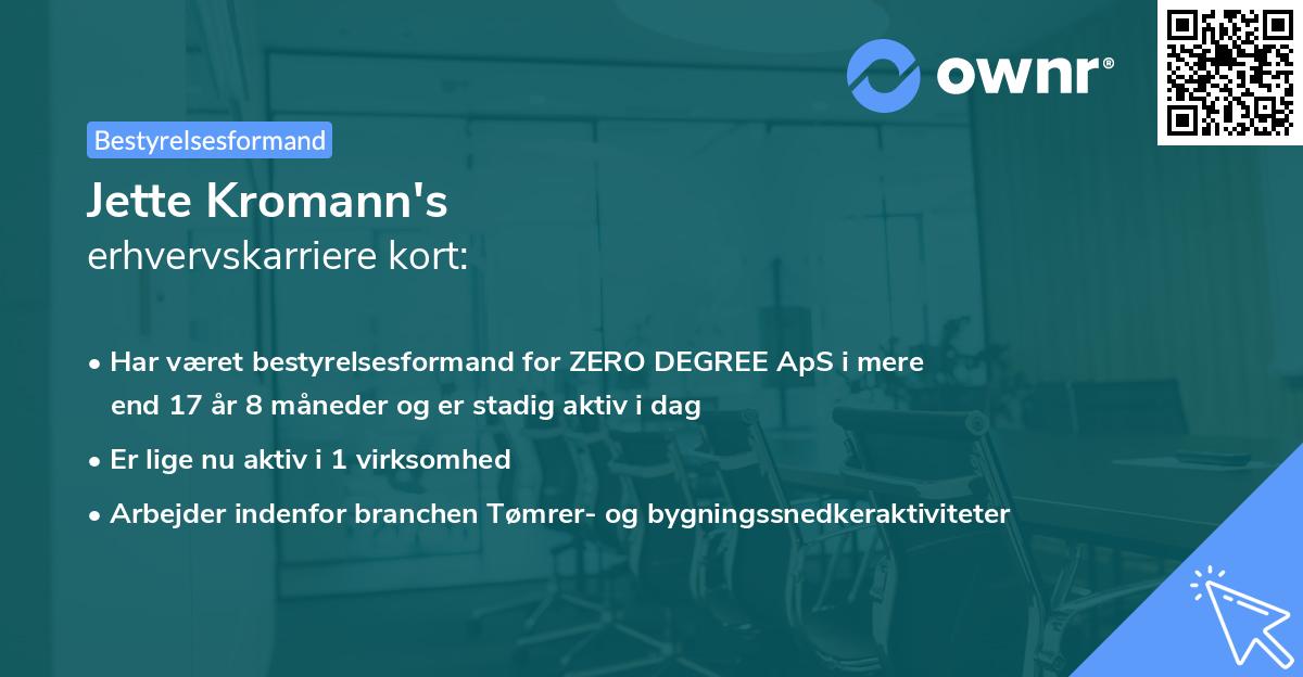 Jette Kromann's erhvervskarriere kort