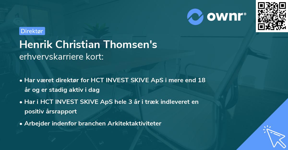 Henrik Christian Thomsen's erhvervskarriere kort