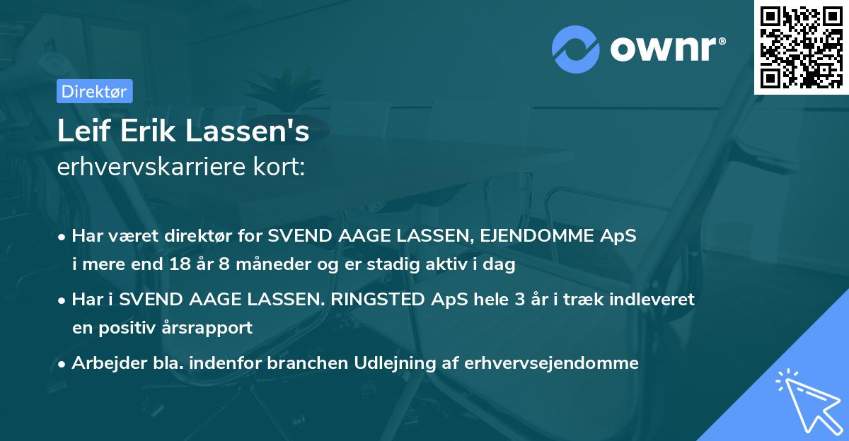 Leif Erik Lassen's erhvervskarriere kort