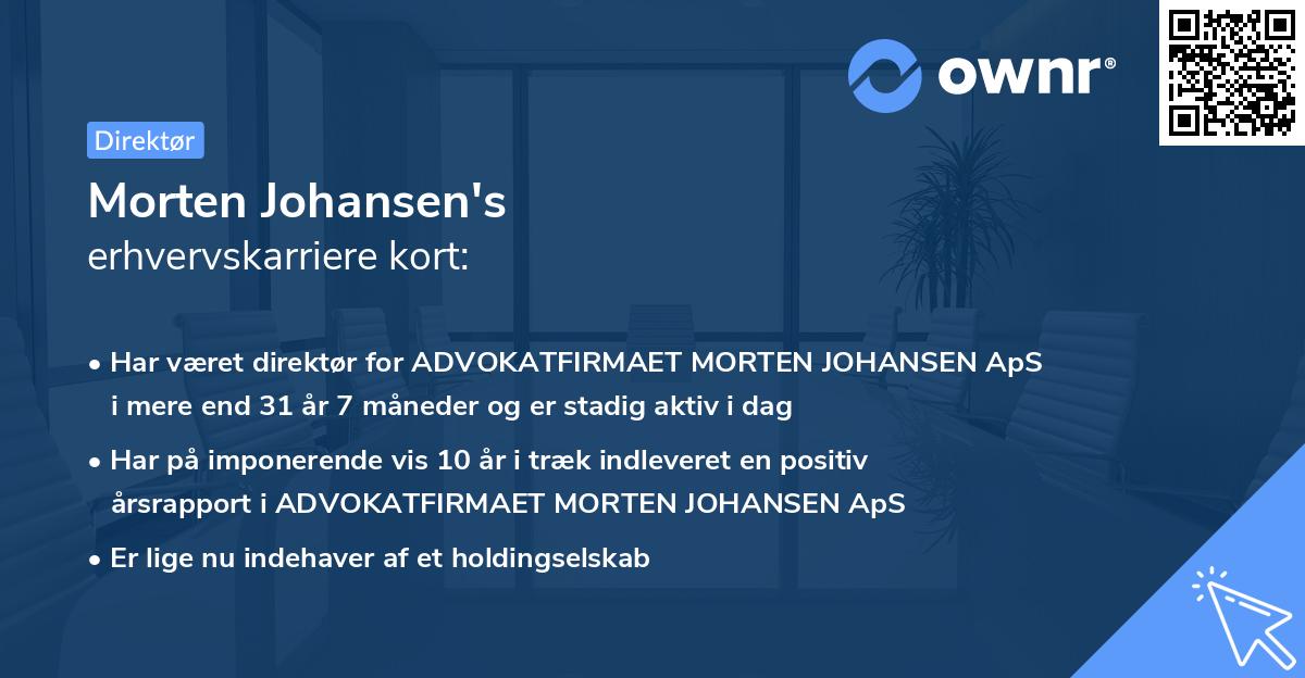 Morten Johansen's erhvervskarriere kort