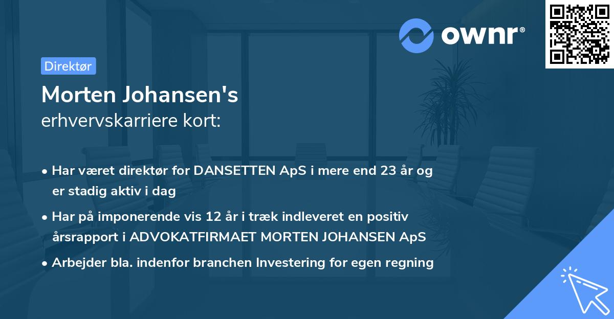 Morten Johansen's erhvervskarriere kort