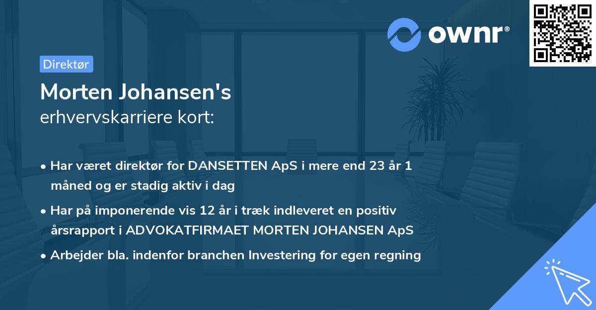 Morten Johansen's erhvervskarriere kort