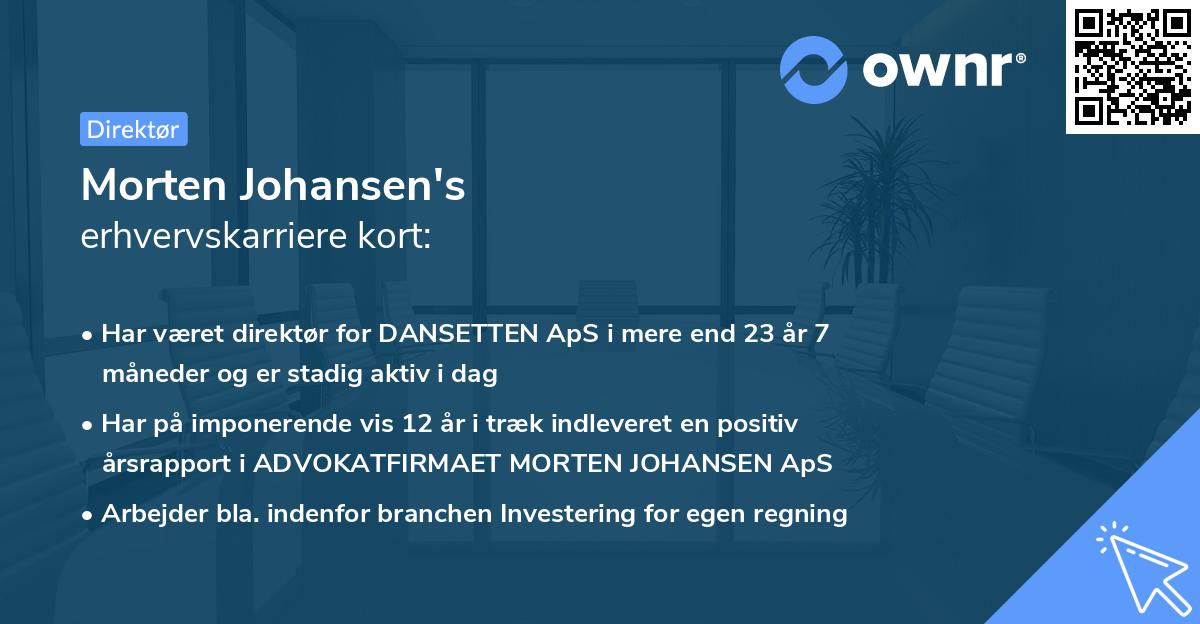 Morten Johansen's erhvervskarriere kort