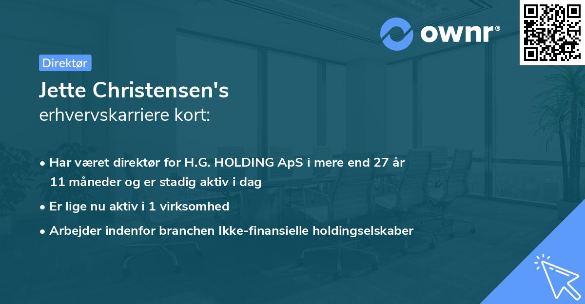 Jette Christensen's erhvervskarriere kort