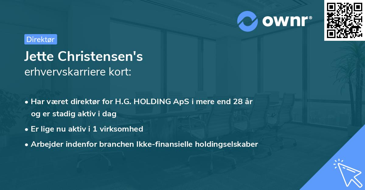 Jette Christensen's erhvervskarriere kort