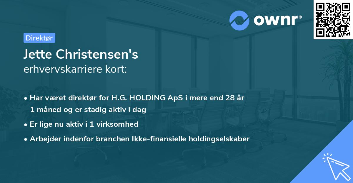 Jette Christensen's erhvervskarriere kort
