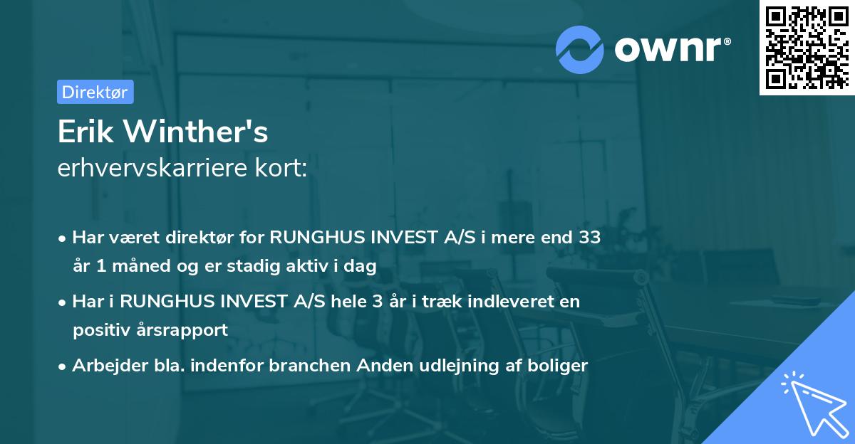 Erik Winther's erhvervskarriere kort