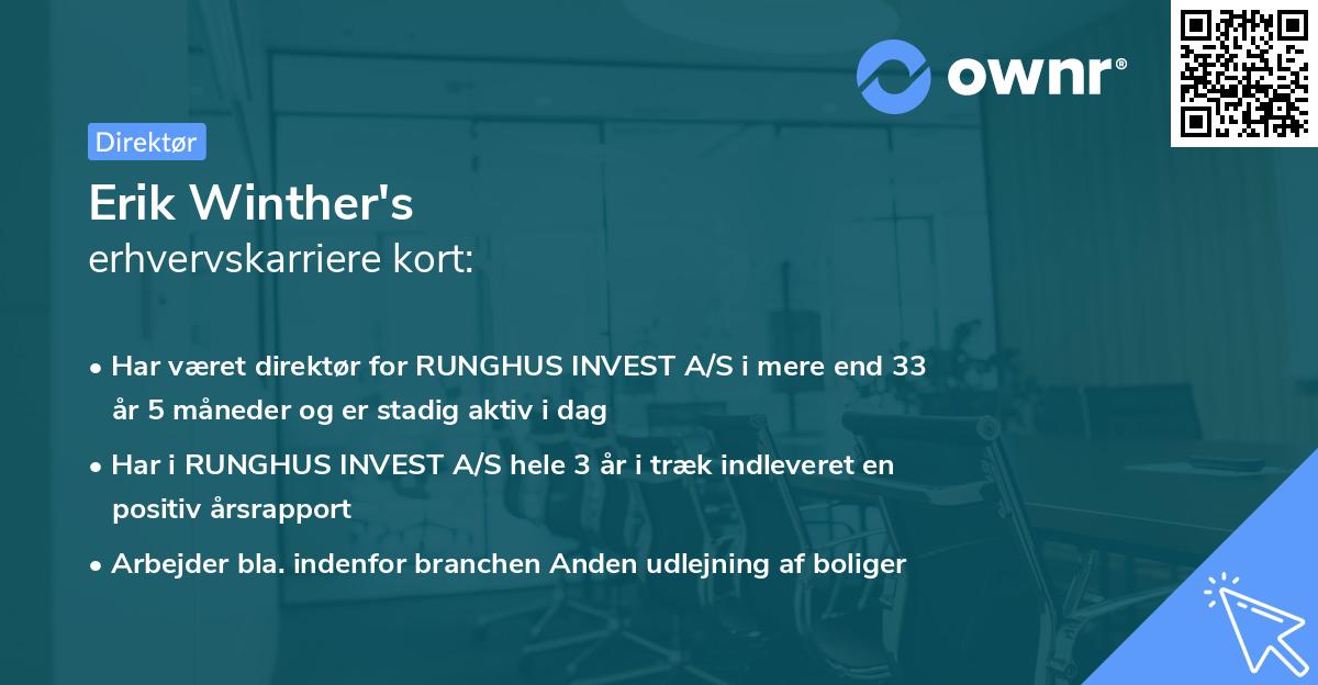 Erik Winther's erhvervskarriere kort