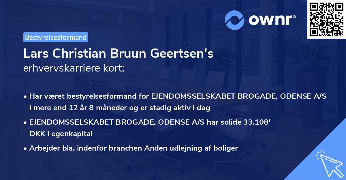 Lars Christian Bruun Geertsen's erhvervskarriere kort