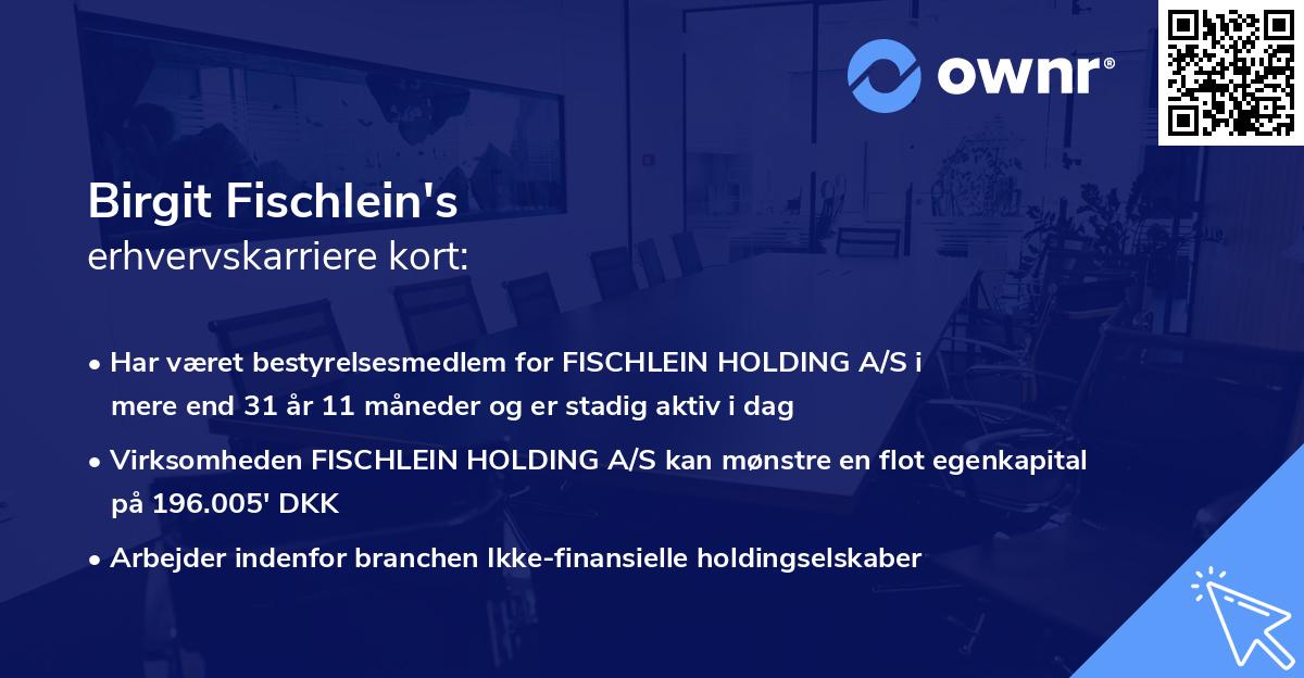 Birgit Fischlein's erhvervskarriere kort
