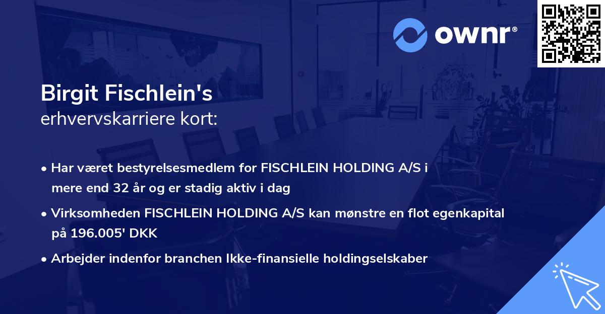 Birgit Fischlein's erhvervskarriere kort