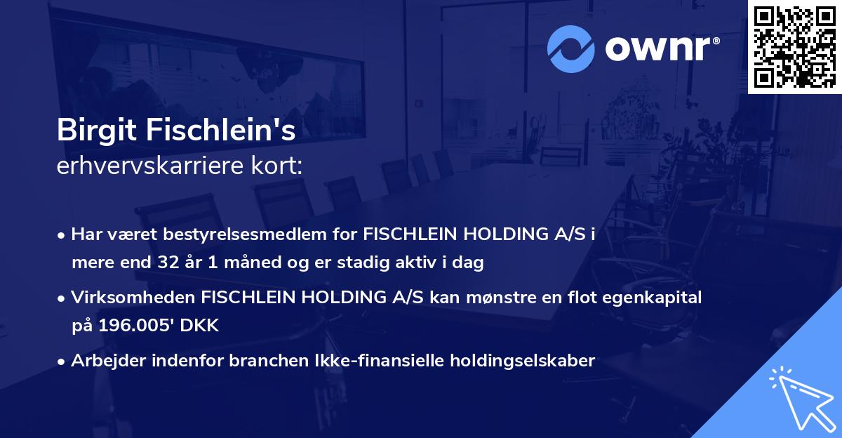 Birgit Fischlein's erhvervskarriere kort