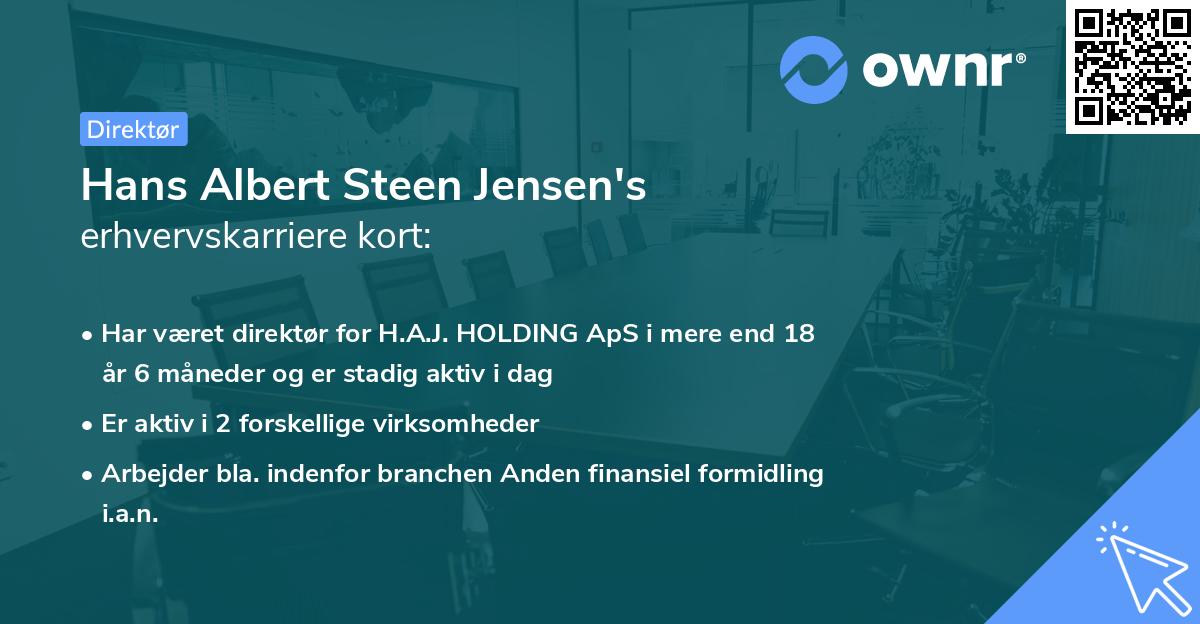 Hans Albert Steen Jensen's erhvervskarriere kort
