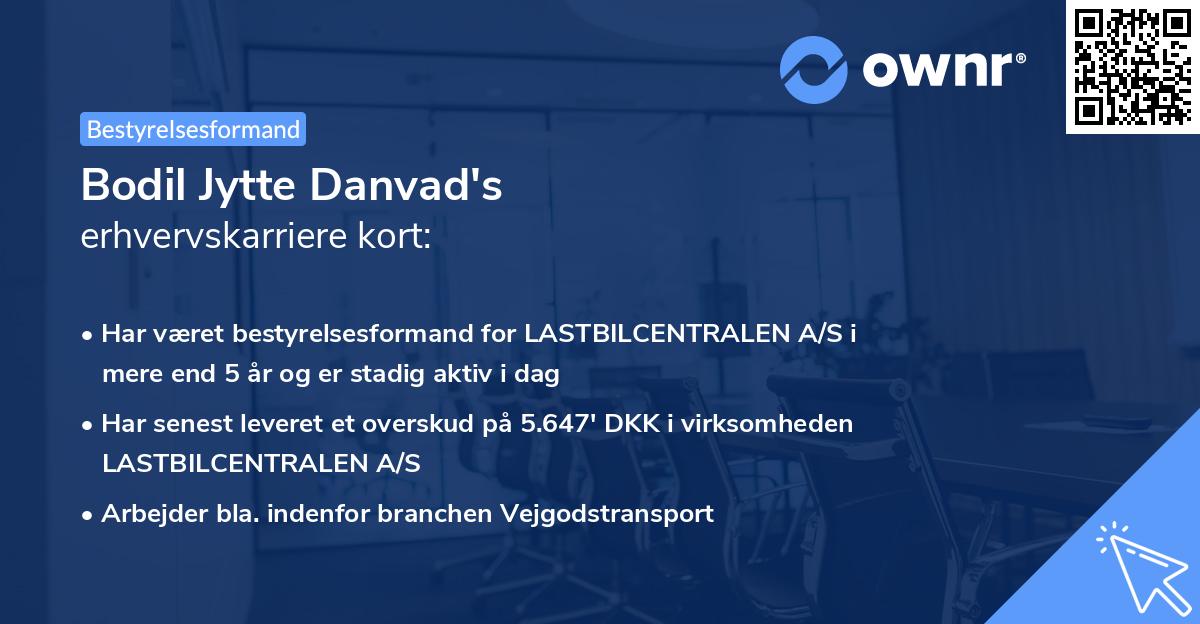 Bodil Jytte Danvad's erhvervskarriere kort