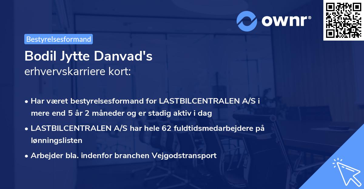 Bodil Jytte Danvad's erhvervskarriere kort