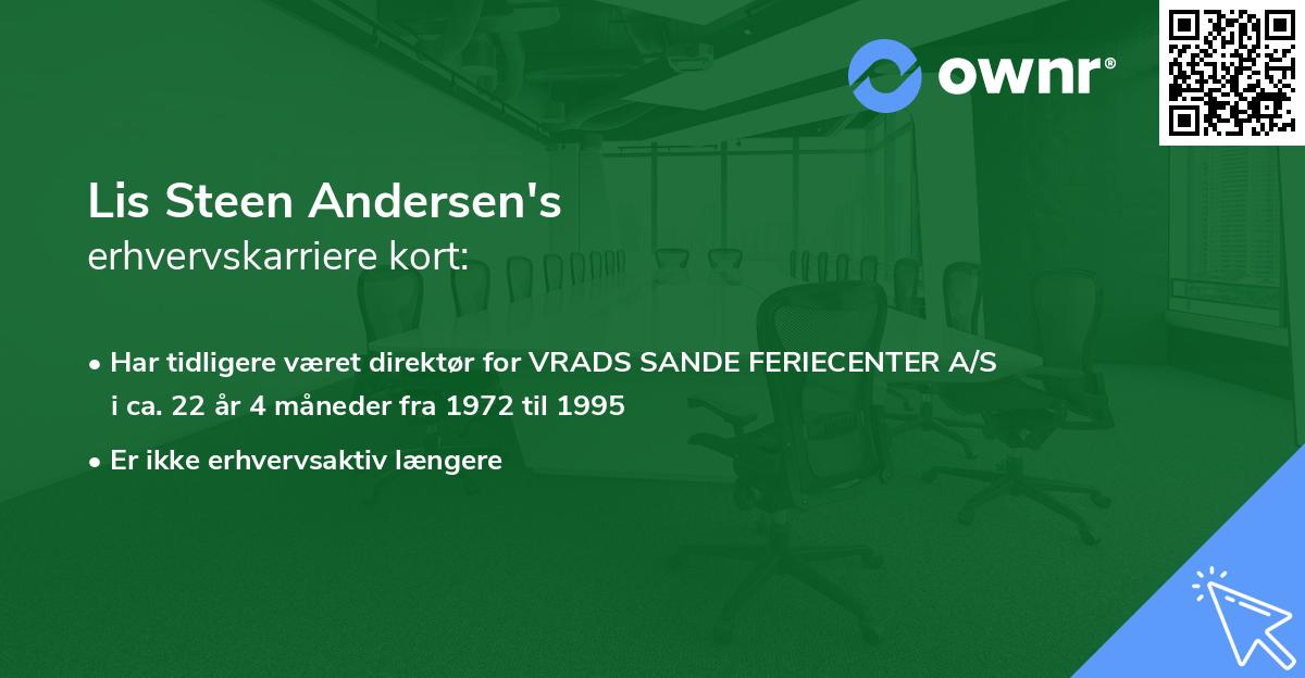 Lis Steen Andersen's erhvervskarriere kort