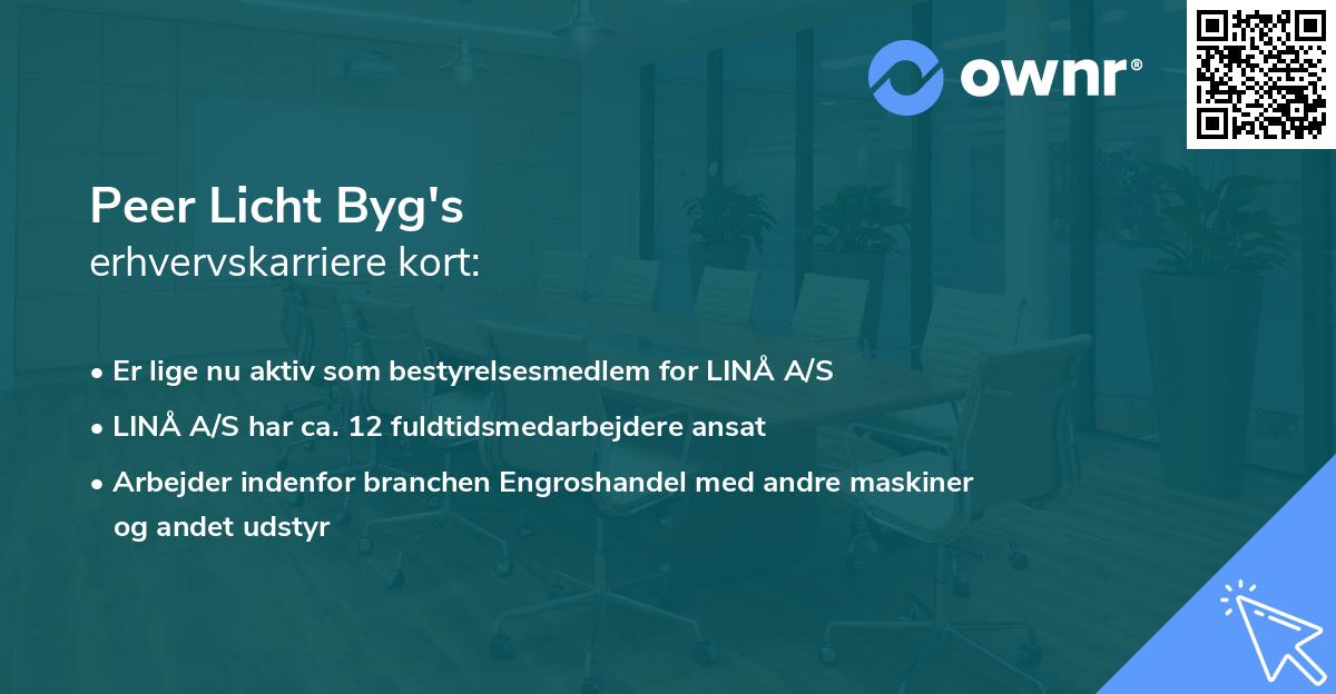 Peer Licht Byg's erhvervskarriere kort