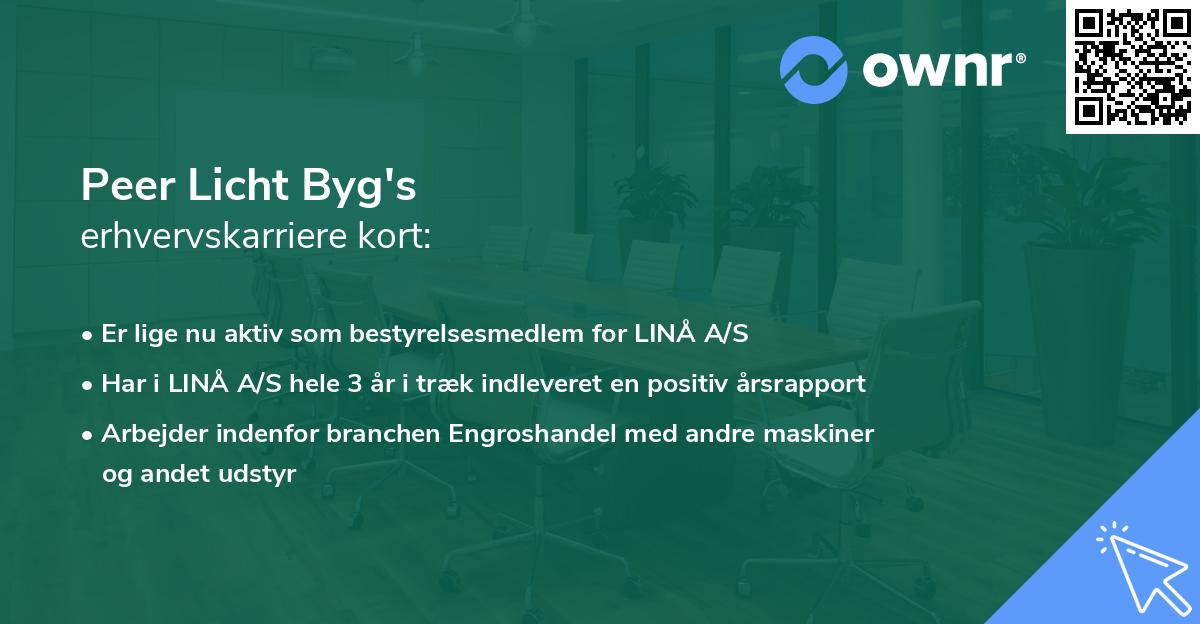 Peer Licht Byg's erhvervskarriere kort