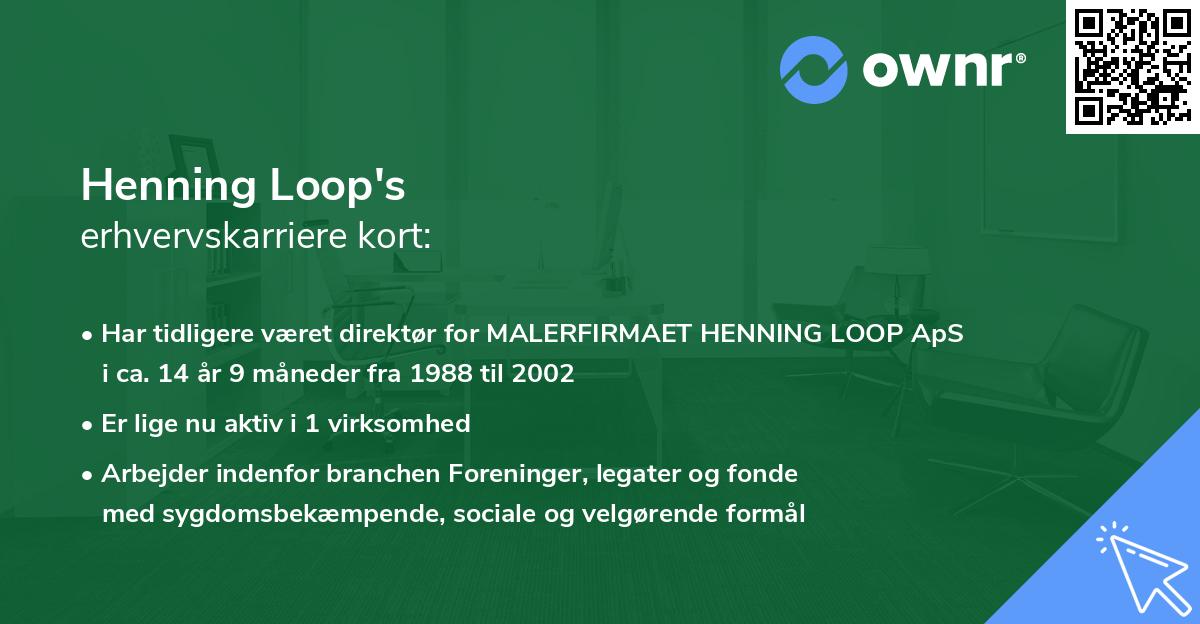 Henning Loop's erhvervskarriere kort