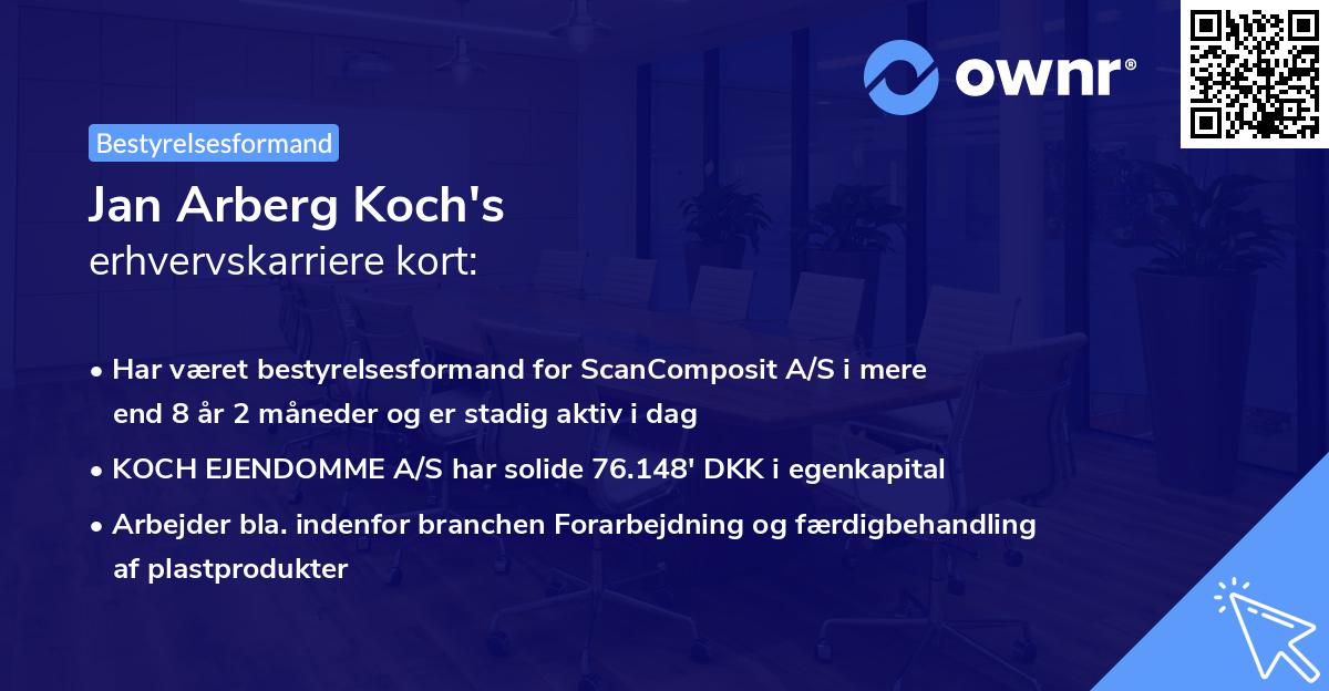 Jan Arberg Koch's erhvervskarriere kort