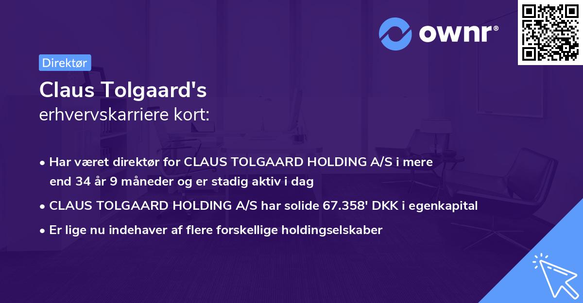 Claus Tolgaard's erhvervskarriere kort