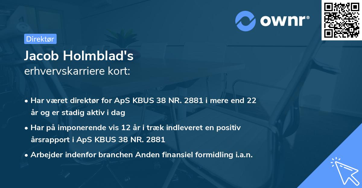 Jacob Holmblad's erhvervskarriere kort