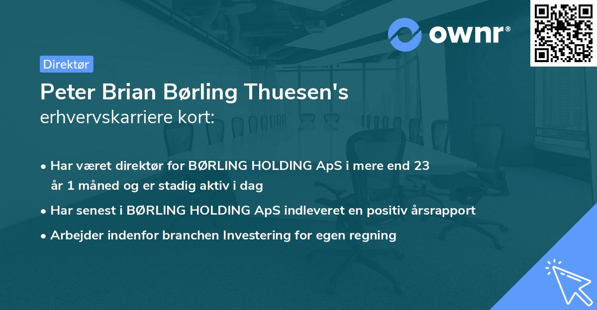 Peter Brian Børling Thuesen's erhvervskarriere kort