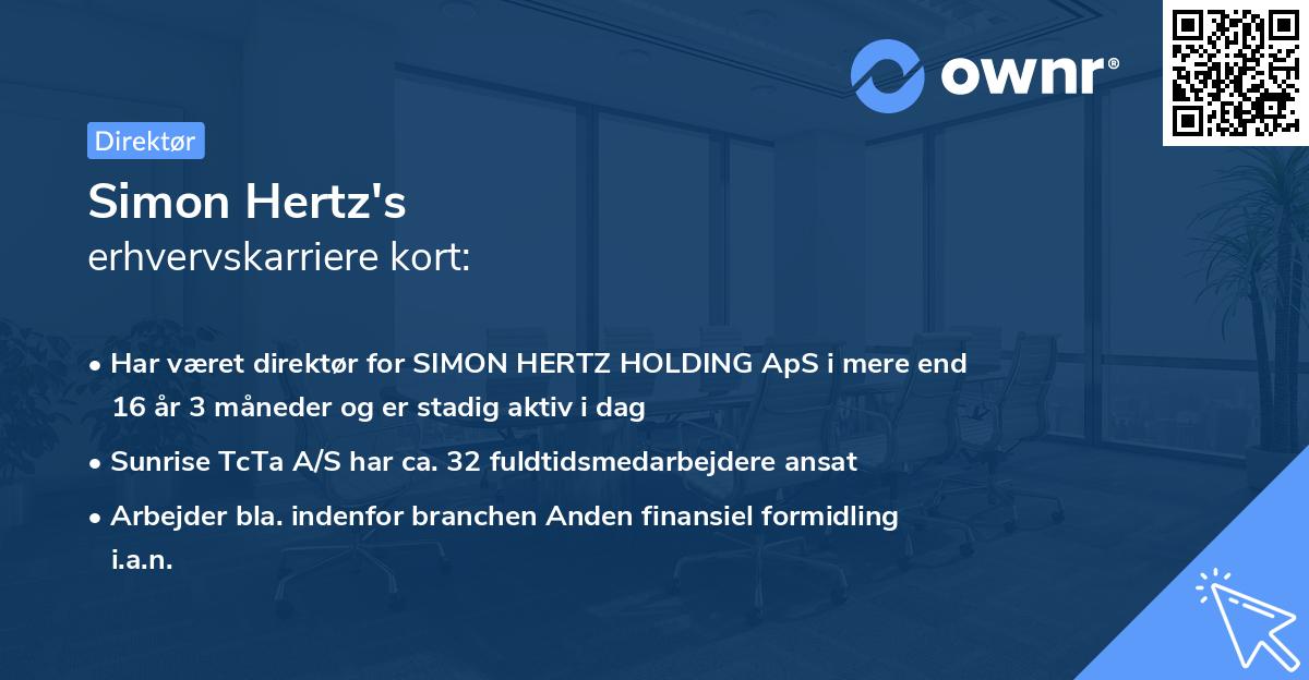 Simon Hertz's erhvervskarriere kort