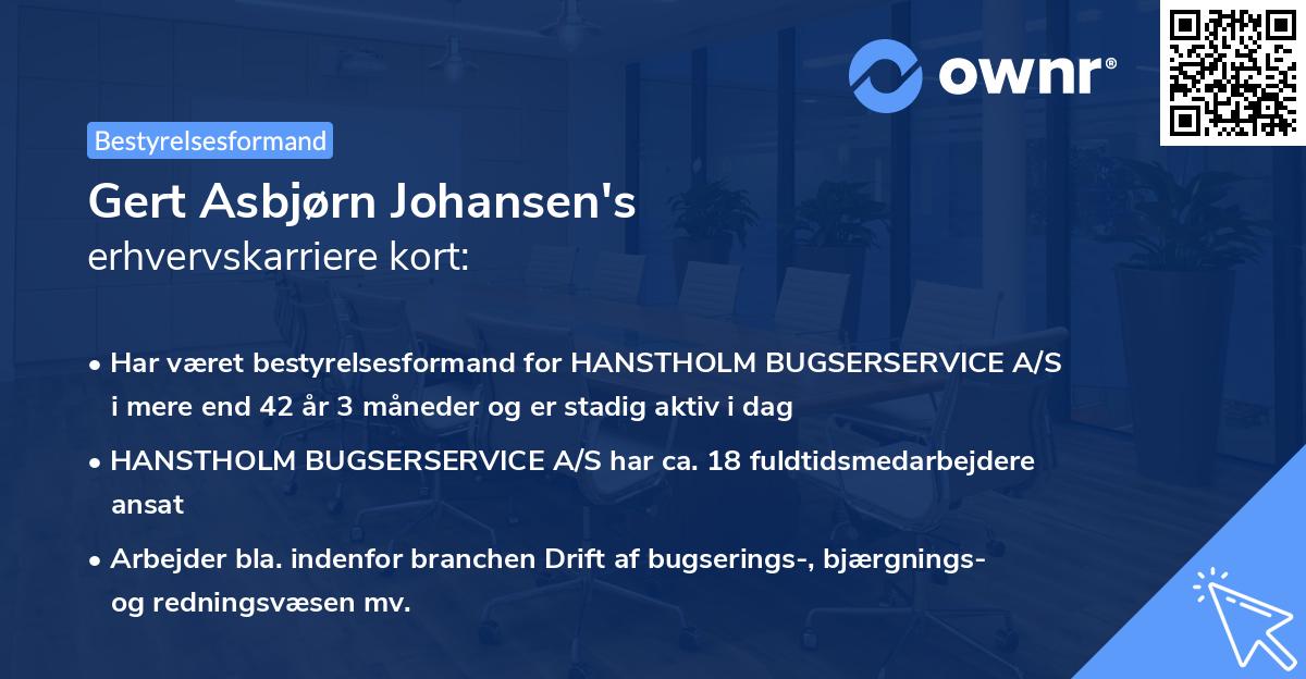 Gert Asbjørn Johansen's erhvervskarriere kort