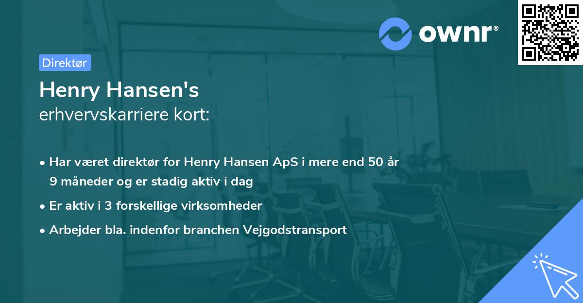 Henry Hansen's erhvervskarriere kort