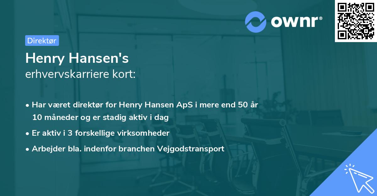Henry Hansen's erhvervskarriere kort