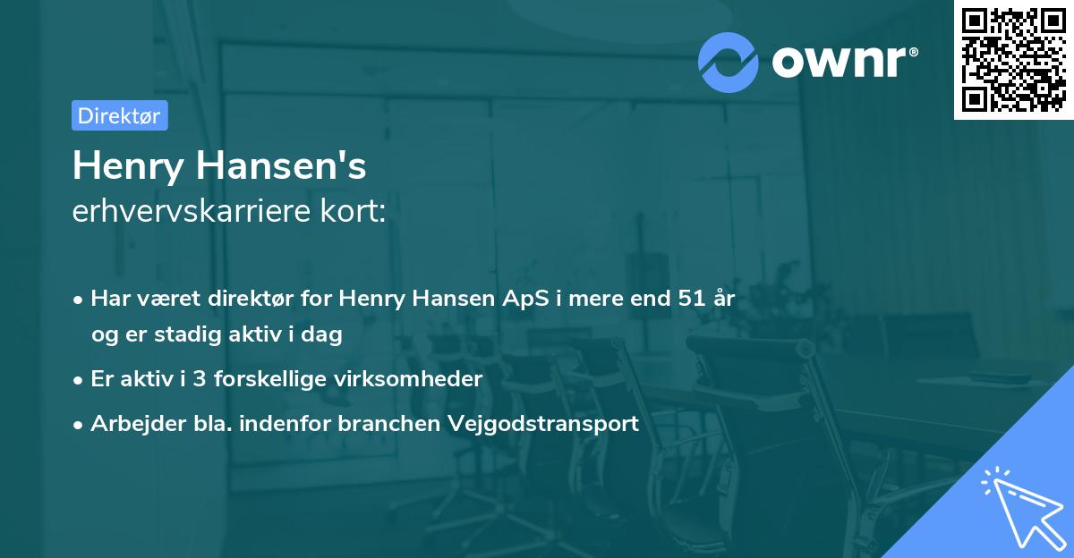 Henry Hansen's erhvervskarriere kort