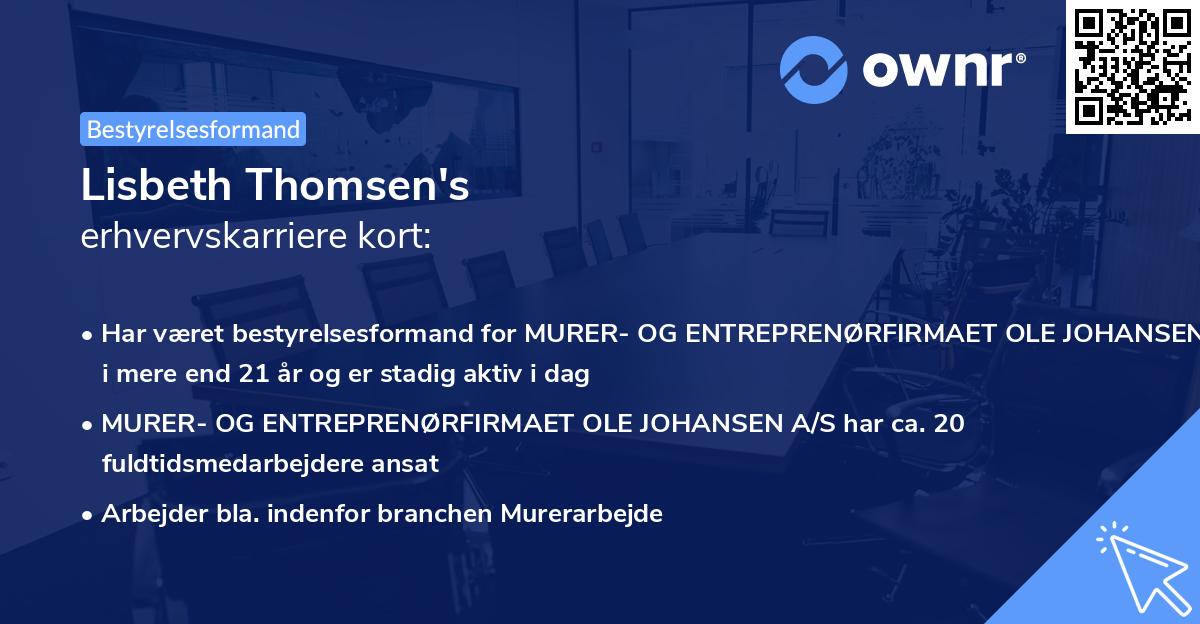 Lisbeth Thomsen's erhvervskarriere kort