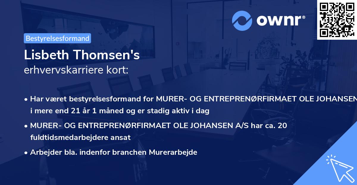Lisbeth Thomsen's erhvervskarriere kort