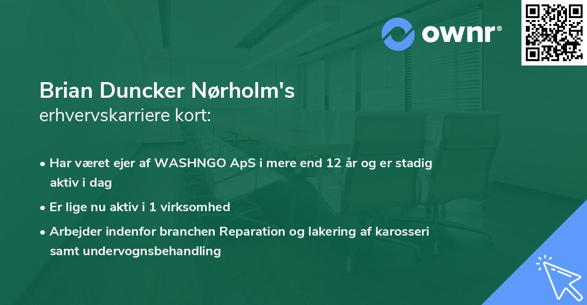 Brian Duncker Nørholm's erhvervskarriere kort