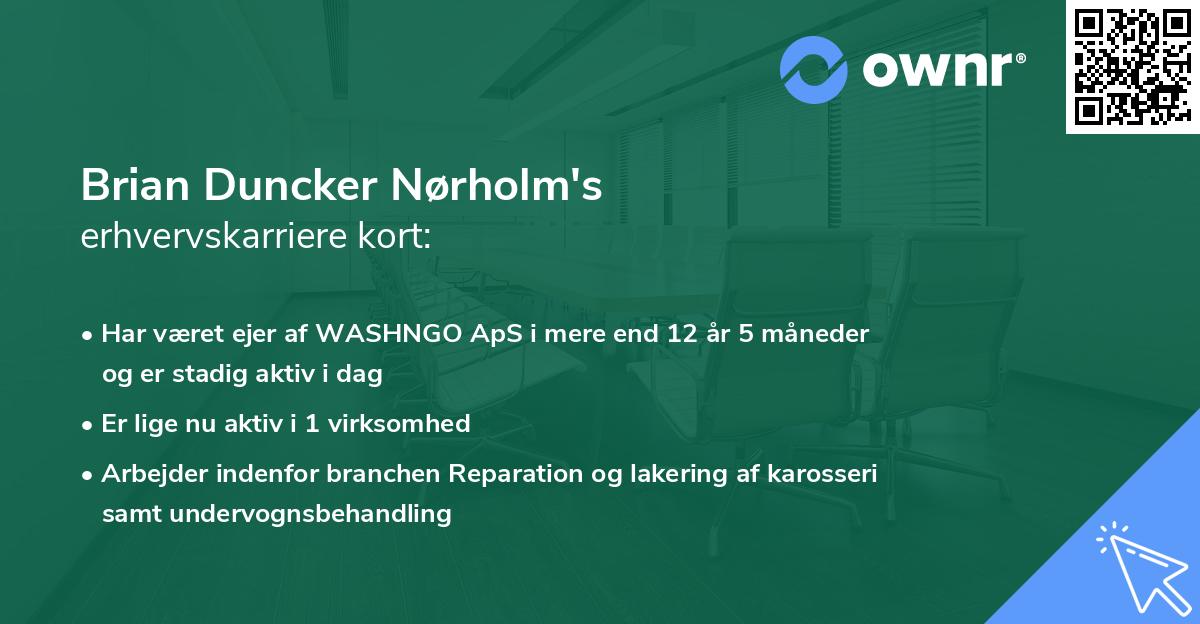 Brian Duncker Nørholm's erhvervskarriere kort