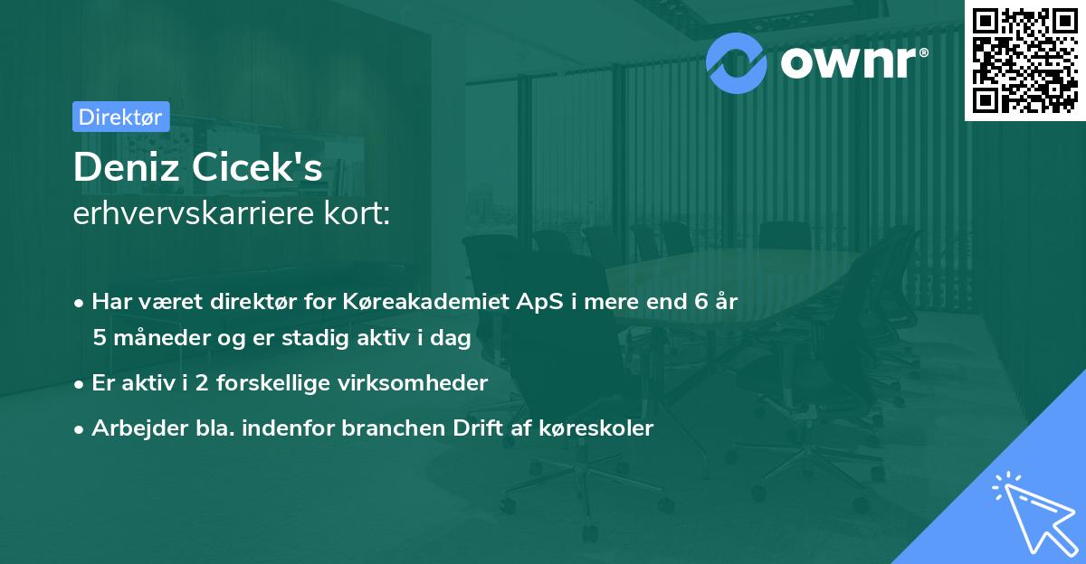 Deniz Cicek's erhvervskarriere kort