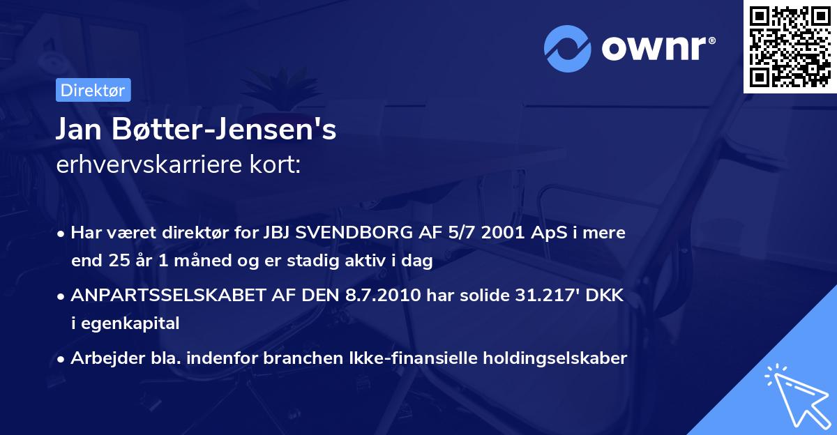 Jan Bøtter-Jensen's erhvervskarriere kort